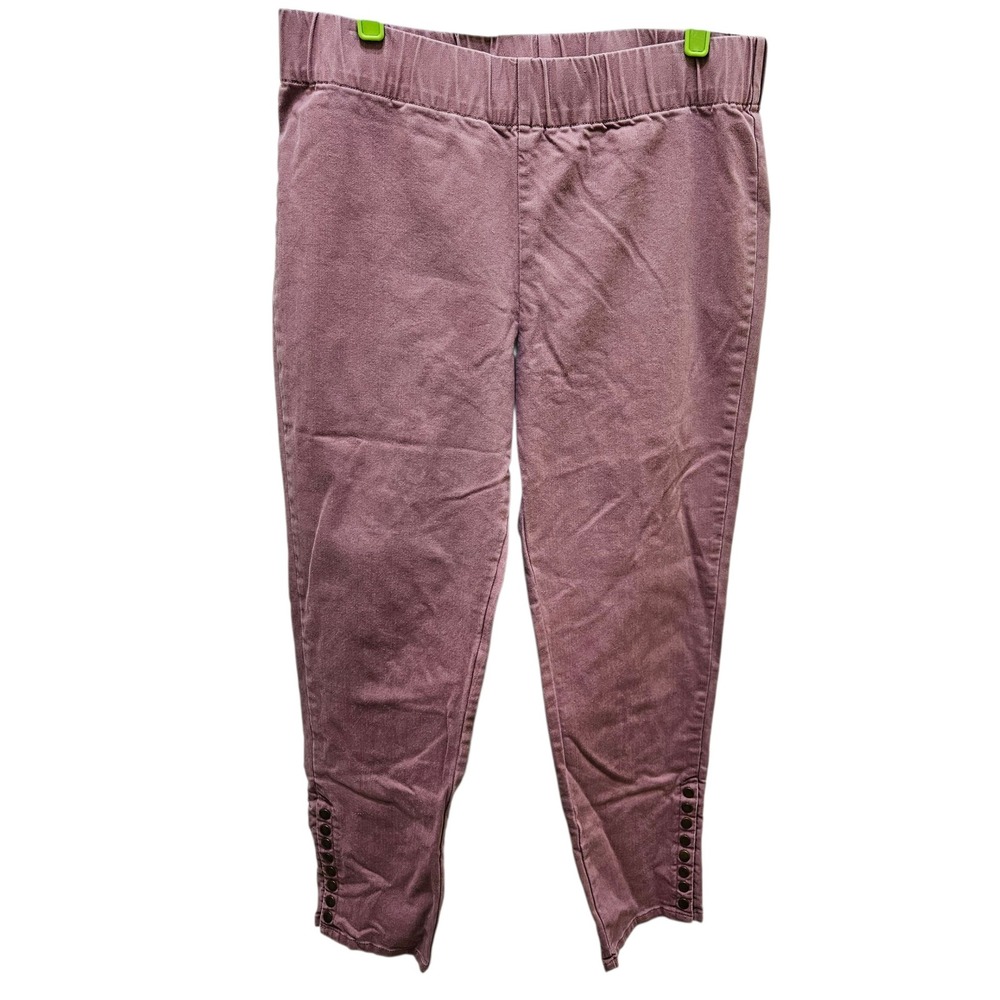 Soft Surroundings Pull On Pants Button Accent Ankle Crop Casual Women's sz MP‎